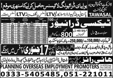 Latest Overseas Employment Taxi Driver jobs in UAE 