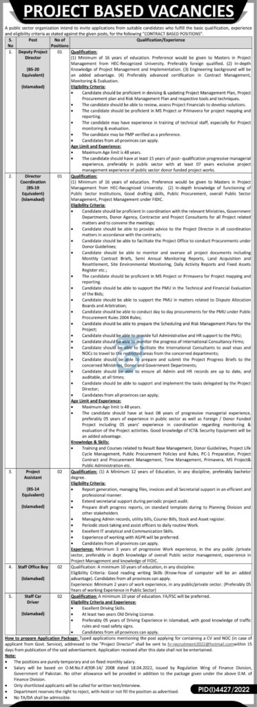 Public Sector Organization Jobs In Islamabad