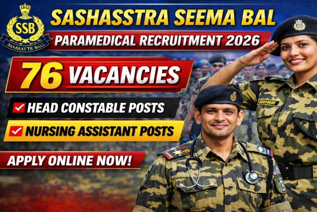 SSB Head Constable (Medical Cader) Recruitment 2026 Notification Out 76 Posts