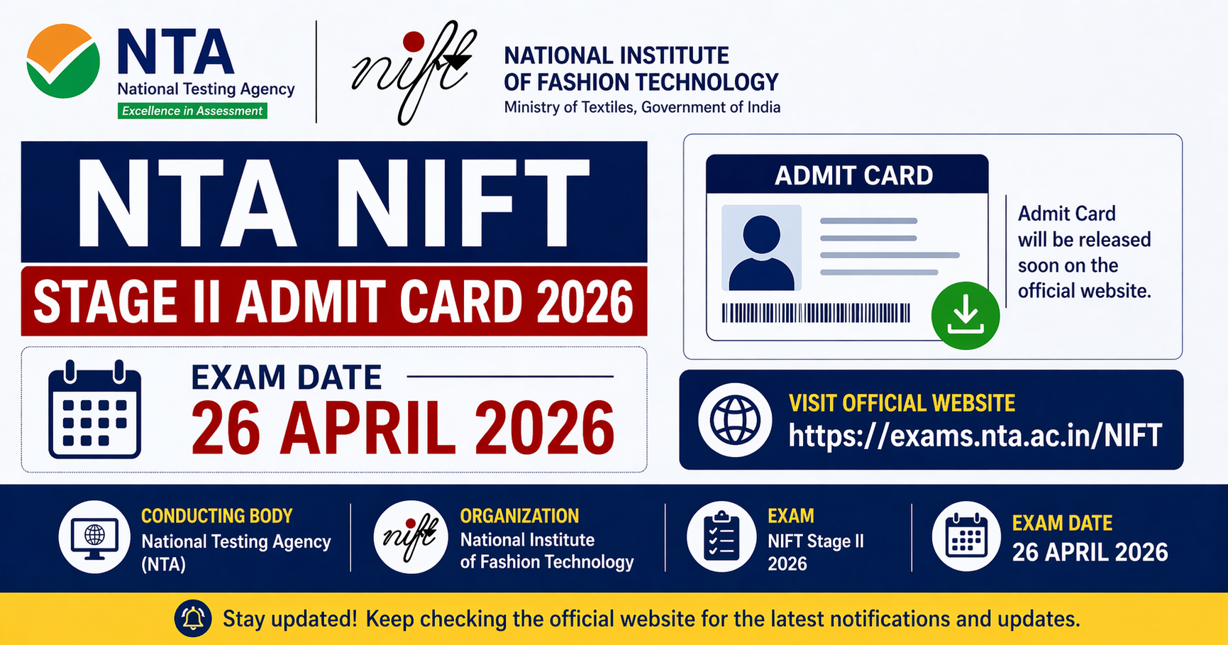 NTA NIFT Stage II Admit Card 2026 Out