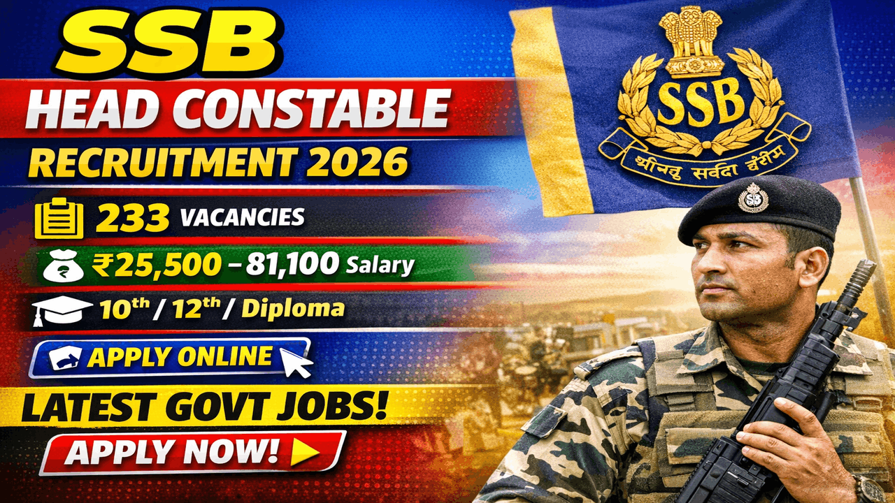 SSB Head Constable (Non-GD) Recruitment 2026 for 233 Posts
