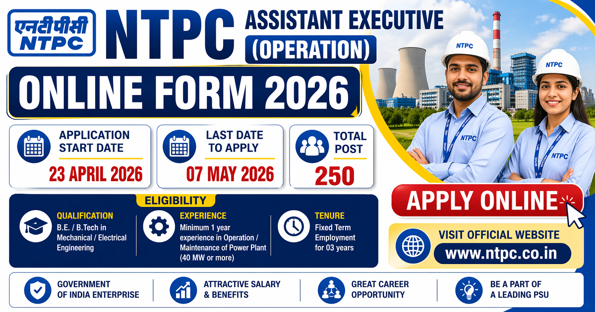 NTPC Assistant Executive Operation Recruitment 2026