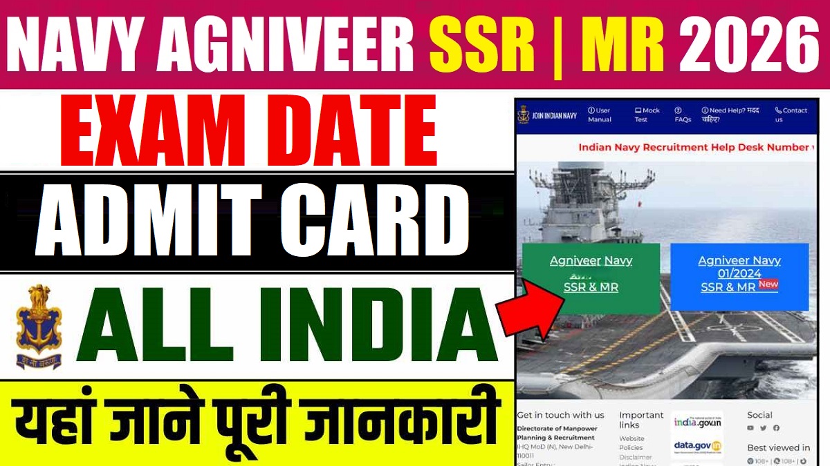 Indian Navy Agniveer SSR/ MR Exam Date 2026
