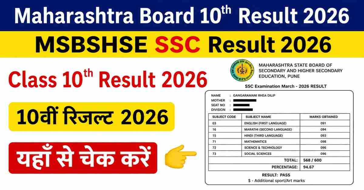 Maharashtra Board Class 10th Result 2026 Out Now