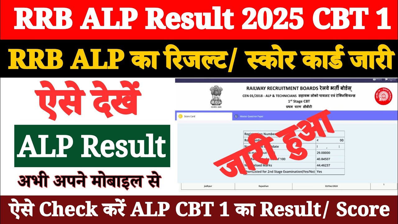 RRB ALP 01/2025 Result 2026 Soon | Sarkari Exams