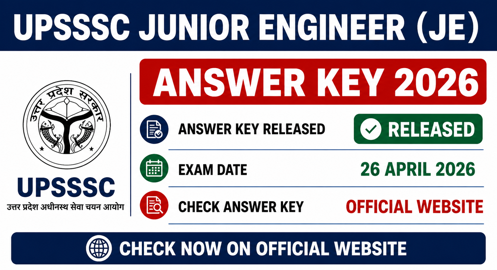UPSSSC Junior Engineer JE Answer Key 2026 Out