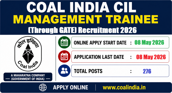 Coal India CIL Management Trainee MT (Through GATE) Recruitment 2026