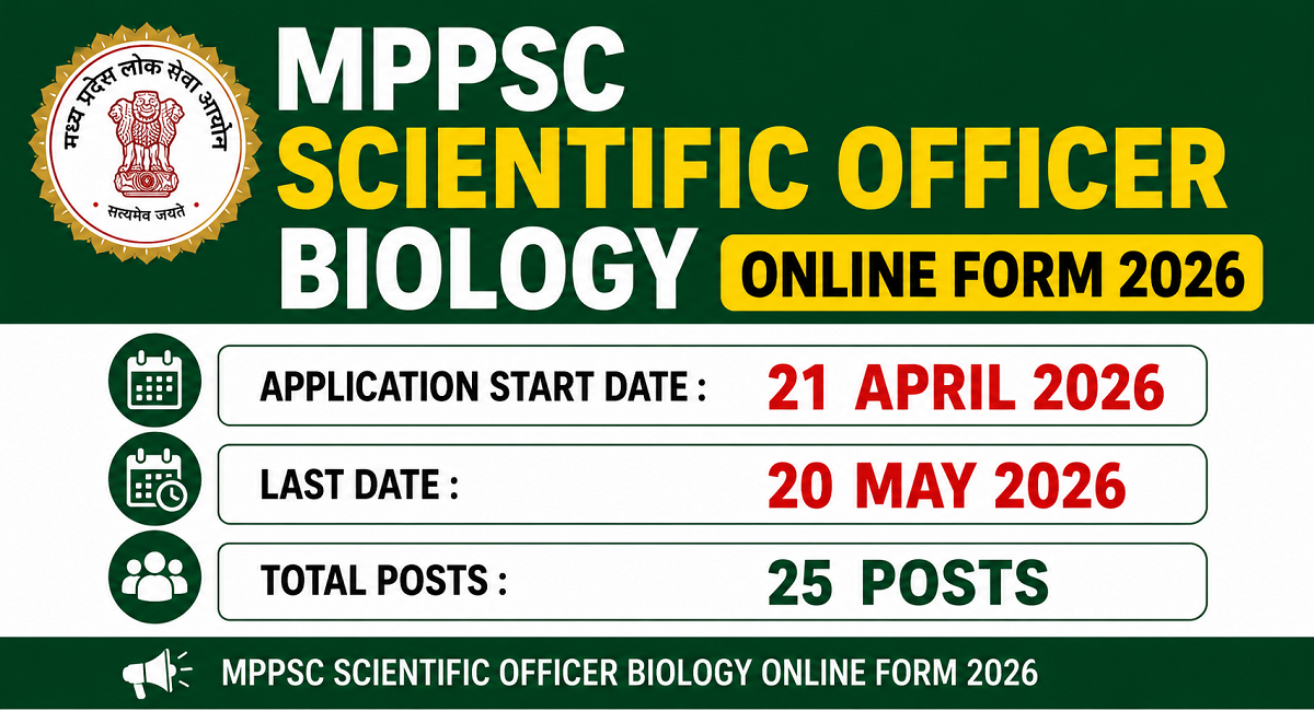 MPPSC Scientific Officer Biology Recruitment 2026 Apply Online