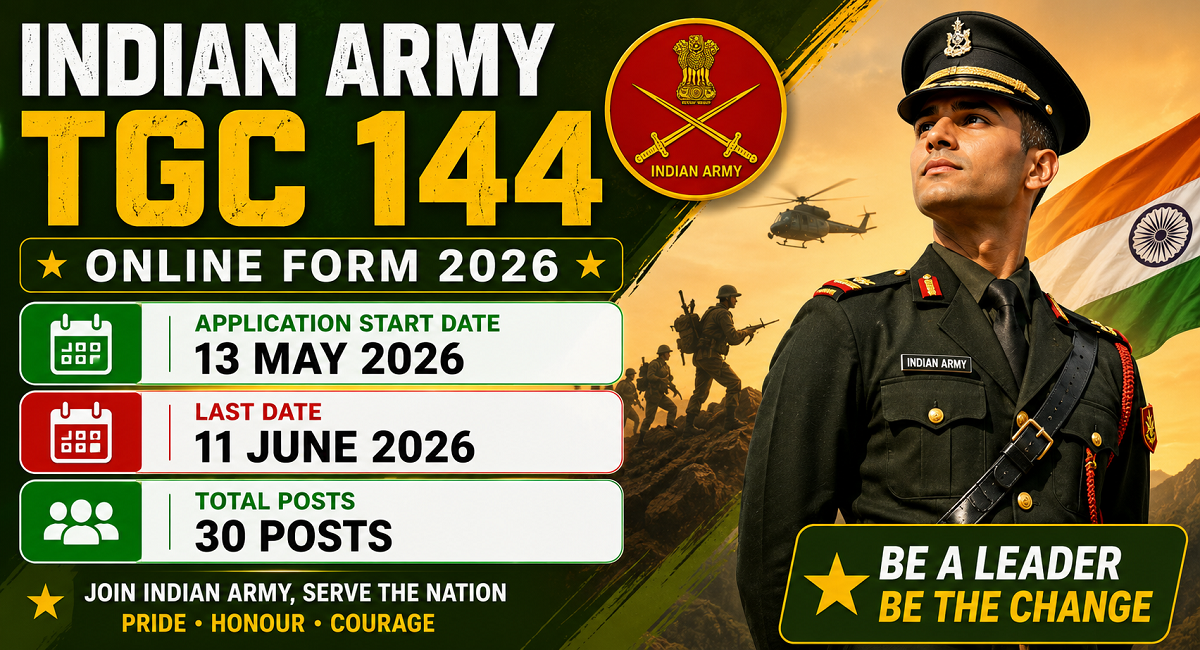 Indian Army TGC 144 Recruitment 2026 Apply Online For 30 Posts