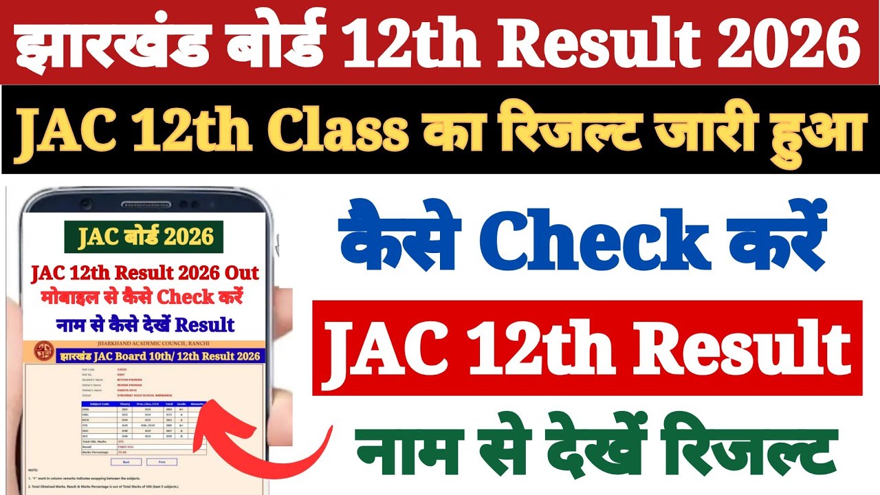 Jharkhand Board JAC Class 12th Result 2026 Out
